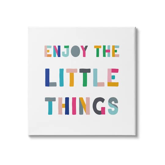 Stupell Industries Enjoy Little Things Kids' Motivational Phrase Block Typography Canvas Wall Art